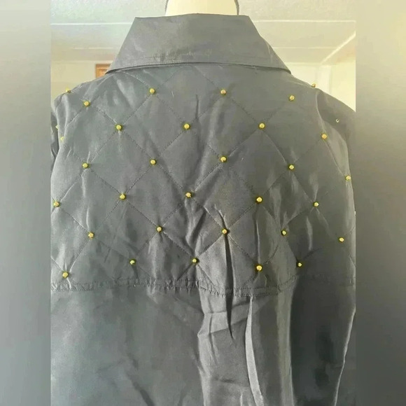 Fuda International Beaded Silk Black  Bomber Jacket Cyber Grunge Y2K Sz M - Picture 4 of 16
